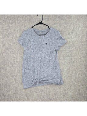 Abercrombie Kids Girls Heather Gray T-Shirt Tie Front Detail Size 15/16